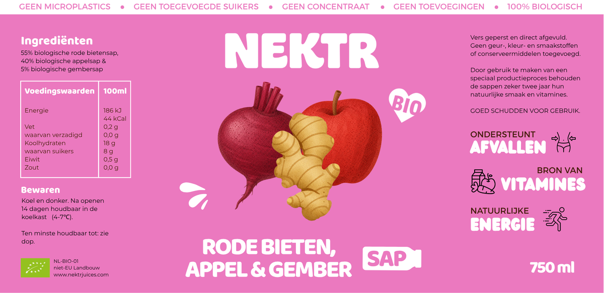 Rode bieten-appel & gember sap BIO